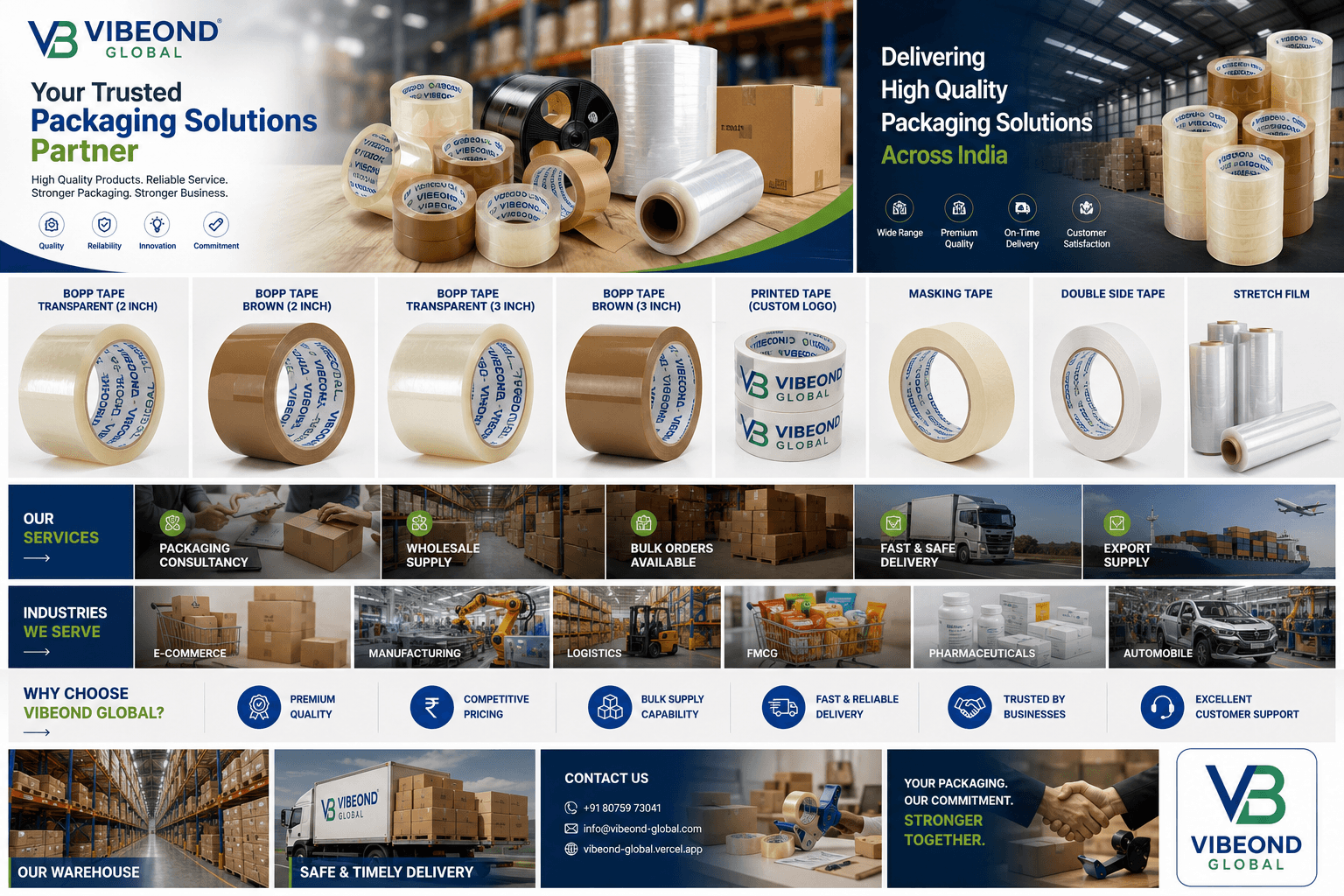 Vibeond Global BOPP packaging tape range